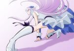  1girl boots cure_moonlight fuchi_(nightmare) hair_ornament heartcatch_precure! high_heel_boots high_heels knee_boots long_hair magical_girl precure purple_hair silver_dress solo tsukikage_yuri very_long_hair white_footwear wrist_cuffs 