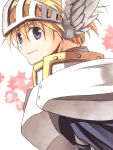  1boy armor bangs blonde_hair blue_cape blue_eyes breastplate cape closed_mouth commentary_request hair_between_eyes head_wings looking_at_viewer looking_to_the_side male_focus paladin_(ragnarok_online) pauldrons ragnarok_online sakakura_(sariri) short_hair shoulder_armor smile solo star_(symbol) upper_body visor_(armor) white_background white_wings wings 