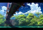  absurdres bridge building cloud commentary_request day highres letterboxed moss no_humans original outdoors scenery shadow sky sumassha_t_t tree 
