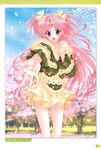  cherry_blossoms girls_bravo highres mario_kaneda miharu_sena_kanaka petals pink_eyes pink_hair skirt solo 
