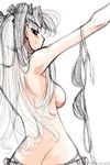  bra breasts fate/stay_night fate_(series) lingerie long_hair looking_back medium_breasts mike156 partially_colored sketch solo toosaka_rin underwear undressing 