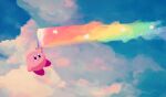  blue_sky blush_stickers cloud flying highres kirby kirby&#039;s_dream_land_2 kirby_(series) rainbow rainbow_sword sky smile star_(symbol) suyasuyabi ufo 