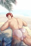  2boys ass ass_focus ass_grab back bara chachi_(soulga) fate_(series) grabbing_another&#039;s_ass groping huge_ass male_focus male_swimwear manly multiple_boys muscular muscular_male napoleon_bonaparte_(fate) pink_male_swimwear red_hair squeezing swim_briefs thighs yaoi 