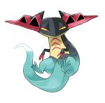  chiimako claws closed_mouth commentary_request dragapult full_body half-closed_eyes looking_down no_humans pokemon pokemon_(creature) shiny simple_background solo white_background yellow_eyes 