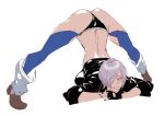  1girl angel_(kof) ass boots breasts cowboy_boots full_body gloves hair_between_eyes jack-o&#039;_challenge jacket large_breasts orita_(knightfever) solo the_king_of_fighters thighhighs white_hair 