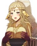  1boy 1girl absurdres ahoge alternate_costume bangs blonde_hair blush breast_grab breasts circlet commission commissioner_upload fire_emblem fire_emblem_fates fire_emblem_heroes gloves grabbing grey_eyes groping hetero highres hood japanese_clothes kimono kiran_(fire_emblem) long_hair medium_breasts open_mouth ophelia_(fire_emblem) saikunartworks yukata 