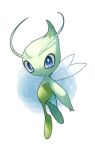 absurdres antennae blue_eyes celebi closed_mouth commentary_request full_body highres looking_at_viewer nako_(nekono_shippo75) no_humans pokemon pokemon_(creature) solo white_background 