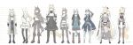  6+girls animal_ears arknights armor aunt_and_niece blemishine_(arknights) blonde_hair blue_hair boots brown_hair cape catapult_(arknights) fang_(arknights) grani_(arknights) grey_hair heavyrain_(arknights) height_chart helmet high_heels highres horse_ears horse_girl horse_tail jacket meteor_(arknights) multiple_girls nearl_(arknights) pauldrons platinum_(arknights) shoes shoulder_armor siblings sisters tail trait_connection whislash_(arknights) white_hair zebra_ears zebra_girl zymoto 