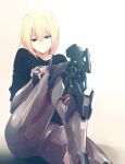  1girl absurdres android bangs blonde_hair blue_eyes expressionless hair_between_eyes highres ishiyumi joints mechanical_arms mechanical_buddy_universe mechanical_legs momdroid_(mechanical_buddy_universe) platinum_blonde_hair robot_joints science_fiction short_hair solo 