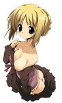  artoria_pendragon_(all) ass blonde_hair breasts fate/hollow_ataraxia fate/stay_night fate_(series) green_eyes medium_breasts nipples saber solo transparent_background undressing yoshiwo 