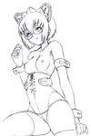  2k-tan artist_request breasts glasses greyscale medium_breasts monochrome nipples os-tan short_hair solo thighhighs 