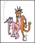  cheetos chester_cheetah mascots pink_panther tagme 