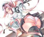  ass black_legwear fate/stay_night fate_(series) glasses long_hair long_sleeves panties ribbon rider shiranagi solo thighhighs trefoil underwear white_panties 