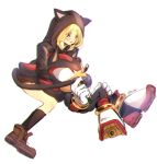  1boy 1girl animal_hood blonde_hair blue_eyes blush cat_hood furry furry_male furry_with_non-furry gloves hetero hood hood_up interspecies long_sleeves lying maria_robotnik on_back red_eyes shadow_the_hedgehog shoes simple_background sonic_(series) tail tondamanuke white_background white_gloves 