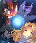  1boy 1girl animal_nose blonde_hair blue_eyes blue_hairband blush broken capsule closed_mouth crying furry furry_male glass gloves hairband holding_hands maria_robotnik multiple_views open_mouth red_eyes shadow_the_hedgehog shoes sonic_(series) sonic_adventure_2 space tears tondamanuke white_gloves 