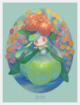  artist_name border commentary_request flower highres kikuyoshi_(tracco) lilligant looking_at_viewer no_humans orange_eyes orange_flower pokemon pokemon_(creature) signature solo white_border 