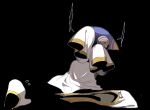  1boy 1girl animal_ears black_background cloak commentary_request covering_face crying crying_with_eyes_open embarrassed gold_trim hood hood_down hyness kirby:_star_allies kirby_(series) male_focus robe shy solo_focus sweat taharu_(papiyas) tapir_ears tears veil veil_removed white_cloak white_robe yellow_eyes zan_partizanne 