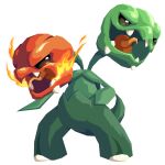  colored_skin everyp0ke fangs fire green_pepper green_skin highres multiple_heads no_humans pokemon pokemon_(creature) red_pepper scovillain solo tail 