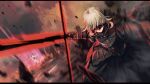  1girl armor artoria_pendragon_(fate) black_dress blonde_hair blurry blurry_background dress dutch_angle excalibur_morgan_(fate) facing_viewer fate/stay_night fate_(series) gauntlets holding holding_weapon juliet_sleeves letterboxed long_sleeves puffy_sleeves saber_alter satoimo_(3311_mi) short_hair solo weapon 