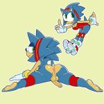 absurd_res accessory anthro anus boots butt clothing eulipotyphlan feet fingerless_gloves footwear foreskin genitals gloves gynomorph handwear headband headgear hedgehog hi_res intersex lewd4food looking_back mammal penis presenting sega simple_background solo sonic_the_hedgehog sonic_the_hedgehog_(series) tracksuit