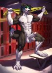 anthro border_collie canid canine canis collie domestic_dog erection genitals herding_dog hi_res humanoid_genitalia humanoid_penis locker_room male mammal mason_(trivolmckenley) muscular muscular_male pastoral_dog penis sheepdog solo unknown_artist