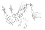 ambiguous_gender bandai_namco burning butt butt_on_fire digimon digimon_(species) fire gatomon hand_on_butt hasbro looking_back low_res open_mouth pain sketch solo tail teskine traditional_media_(artwork)