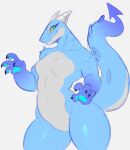 anthro blue_body blue_skin breasts dragon female hanaarts hi_res horn looking_at_viewer scales solo tail thick_thighs
