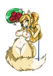 &lt;3 anthro areola big_breasts blonde_hair blush bound breasts canid canine collar female floating_heart fluffy fluffy_tail fox fox_samus_aran fur hair hi_res invalid_tag kitsuahri leash mammal metroid navel nintendo nipples nude pink_body ponytail samus_aran smile solo tail thick wide_hips yellow_body yellow_fur