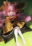  1girl animal_ear_fluff animal_ears bow fate/samurai_remnant fate_(series) fox_ears fox_girl fox_tail highres japanese_clothes kimono long_hair looking_at_viewer mat_44_tam open_mouth outdoors pantyhose pink_hair platform_footwear shade sitting sleeves_past_fingers sleeves_past_wrists smile solo sunlight sword sword_on_back tail tamamo_(fate) tamamo_aria_(fate) weapon weapon_on_back white_footwear white_pantyhose yellow_bow yellow_kimono 