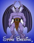 belt bottomwear clothing disney gargoyle gargoyles goliath_(gargoyles) hi_res horn jasonlpiper87 loincloth looking_at_viewer male membrane_(anatomy) membranous_wings muscular solo stone_brewing wings yellow_eyes