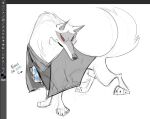 canid canine canis clothing death_(puss_in_boots) dreamworks facial_markings feral fluffy fluffy_tail head_markings jacqui_clk long_tail male mammal markings mask_(marking) poncho prick_ears puss_in_boots_(dreamworks) red_eyes sketch solo tail text translation_request wolf