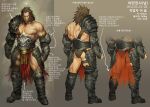  1boy armor armored_boots arrow_(symbol) ass bara barbarian bare_back bare_pectorals beard boots character_request check_copyright copyright_request facial_hair full_beard gauntlets greaves highres large_pectorals male_focus mature_male medium_hair multiple_views muscular muscular_male nipples official_art old old_man pauldrons pectorals pelvic_curtain reference_sheet shoulder_armor sideburns single_bare_shoulder single_pauldron skull_print standing stats tekken thick_beard thick_thighs thighs translation_request wrinkled_skin yi_lee 