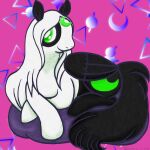 alternate_species black_body black_fur cutie_mark digital_media_(artwork) equid equine fan_character feathered_wings feathers female feral friendship_is_magic fur fur_markings green_eyes hair hasbro horse looking_at_viewer lunarpanda8686 mammal markings mika_(lunarpanda8686) my_little_pony pegasus pony simple_background smile solo tail white_body white_fur white_hair wings