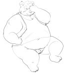 2024 anthro bear belly big_belly blush clothing genitals hi_res kemono male mammal micropenis moobs moujya navel nipples overweight overweight_male penis shirt sitting small_penis solo topwear