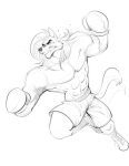 abs alexzandr_sokolov anthro biceps bottomwear boxing boxing_gloves boxing_shorts broad_shoulders canid canine canis clenched_teeth clothing eye_markings eyebrows hair handwear hi_res long_hair male mammal markings mikeknight19 muscular muscular_male pecs punch shorts sketch solo sport tail teeth wolf