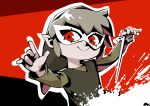 5_fingers clothing cosplay crossover crossover_cosplay elf fingers hair hi_res humanoid humanoid_pointy_ears hylian male mask nikogeyer nintendo not_furry persona_(series) persona_5 red_eyes simple_background smile solo the_legend_of_zelda toon_link wind_waker