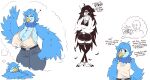 anthro avian big_breasts bird breasts dialogue dream eyeshadow female goth hair huge_breasts hyper hyper_breasts long_hair makeup martlet_(undertale_yellow) nipple_outline signirsol solo thick_thighs undertale_(series) undertale_yellow wide_hips