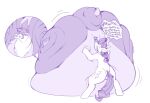 avian boot_(artist) burping carrie_(qweave) dialogue duo equid equine fat_rolls female feral friendship_is_magic gryphon hasbro hi_res horse immobile lying mammal morbidly_obese my_little_pony mythological_avian mythology obese on_front overweight pony rarity_(mlp) speech_bubble talking_to_self touching_belly