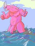 absurd_res anthro balls cartoon_network corrupted_gem foreskin gem_(species) genitals hi_res humanoid_genitalia humanoid_penis male monster_steven nude outside penis solo steven_universe water zahsosig