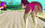 anthro beach canid canine canis female fox hi_res hrelterskrelter lagomorph leporid mammal rabbit seaside solo sport volleyball wolf