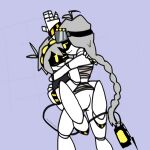 &gt;:) 69-k_(murderdrone69) :s android arm_support armband black_tail blush blush_lines butt carrying_another clothing disassembly_drone duo female female/female fingers glitch_productions grey_hair hair hazard_stripes hi_res humanoid led_light leg_wrap long_hair m-320_(mari2234) machine multi_eye murder_drones murderdrone69 robot robot_humanoid robotic_arms robotic_hands robotic_legs screen screen_face syringe tail tailed_humanoid topwear white_body yellow_eyes