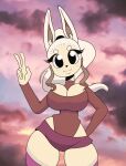anthro big_breasts big_butt breasts butt clothed clothing digital_media_(artwork) female hair hi_res huge_breasts humanoid lagomorph legwear leporid looking_at_viewer mammal rabbit skiddioop solo thick_thighs thigh_highs wide_hips