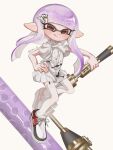  1girl :q artist_name commentary_request dress dynamo_roller_(splatoon) eyelashes full_body hair_ornament hairclip highres holding holding_weapon inkling_girl inkling_player_character lemo_(lemo_4) long_hair paint pointy_ears purple_hair red_eyes simple_background solo splatoon_(series) splatoon_3 tentacle_hair thick_eyebrows thighhighs tongue tongue_out twitter_username weapon white_background white_dress white_thighhighs 