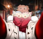  animal_focus blurry blurry_background cheek-to-cheek closed_mouth coat coco_(taiggerrock) commentary duffel_coat english_commentary fur-trimmed_coat fur_trim fuwawa_abyssgard gloves heads_together highres hololive hololive_english inugami_korone long_sleeves looking_at_viewer meme mococo_abyssgard no_humans open_clothes open_coat open_mouth outdoors outstretched_arms photo_background pov pov_cheek_warming_(meme) reaching reaching_towards_viewer red_gloves red_scarf scarf smile tongue tongue_out virtual_youtuber white_coat winter_clothes winter_coat 