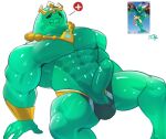 absurd_res anthro bracelet clothing crown cxcxxcxxxx epic_games fortnite genitals goo_creature goo_humanoid headgear hi_res humanoid jewelry male moobs muscular muscular_male necklace pecs penis penis_out_of_underwear poseidon_(fortnite) sad solo teal_body underwear
