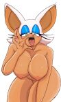 anthro areola bat big_breasts blue_eyeshadow blush blush_lines breasts colored_nails eyelashes eyeshadow fur gesture green_eyes hi_res huge_breasts looking_at_viewer makeup mammal nails nipples nude open_mouth pink_areola pink_nails pink_nipples rouge_the_bat sayuraa sega simple_background solo sonic_the_hedgehog_(series) suggestive suggestive_gesture tan_body tan_fur thick_thighs tongue tongue_out white_background white_body white_fur wide_hips