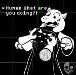 big_breasts blush bodily_fluids boss_monster_(undertale) bovid breasts caprine clothed clothing digital_media_(artwork) duo female fur goat hair hi_res horn human male male/female mammal mature_female nipple_fetish nipple_outline nipple_play nipples notsafeforwanking simple_background text toriel undertale undertale_(series) white_body white_fur