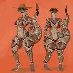 2024 absurd_res anthro bald bra breasts brown_body brown_skin clothing cowboy_hat fan_character female hat headgear headwear hi_res iljajop panties reptile scalie snake solo tail thick_thighs underwear wide_hips