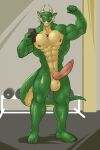2_horns abs anthro balls biceps dragon genitals green_body green_scales hi_res horn knot male muscular muscular_anthro muscular_male mythological_creature mythological_scalie mythology nipples nomorebiscuit pecs penis ragner scales scalie solo tail