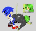 all_fours anthro ass_up big_butt butt butt_grab clenched_teeth female forced full-length_portrait genitals green_body green_hair green_skin grey_background hair hand_on_butt hi_res horn horned_humanoid humanoid lips male penis portrait rape sega simoncross simple_background sonic_the_hedgehog sonic_the_hedgehog_(series) teeth the_deadly_six thick_thighs zeena